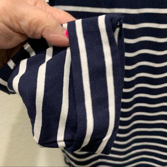 New LA Made top blouse blue and white horizontal striped. Size L - Picture 4 of 9